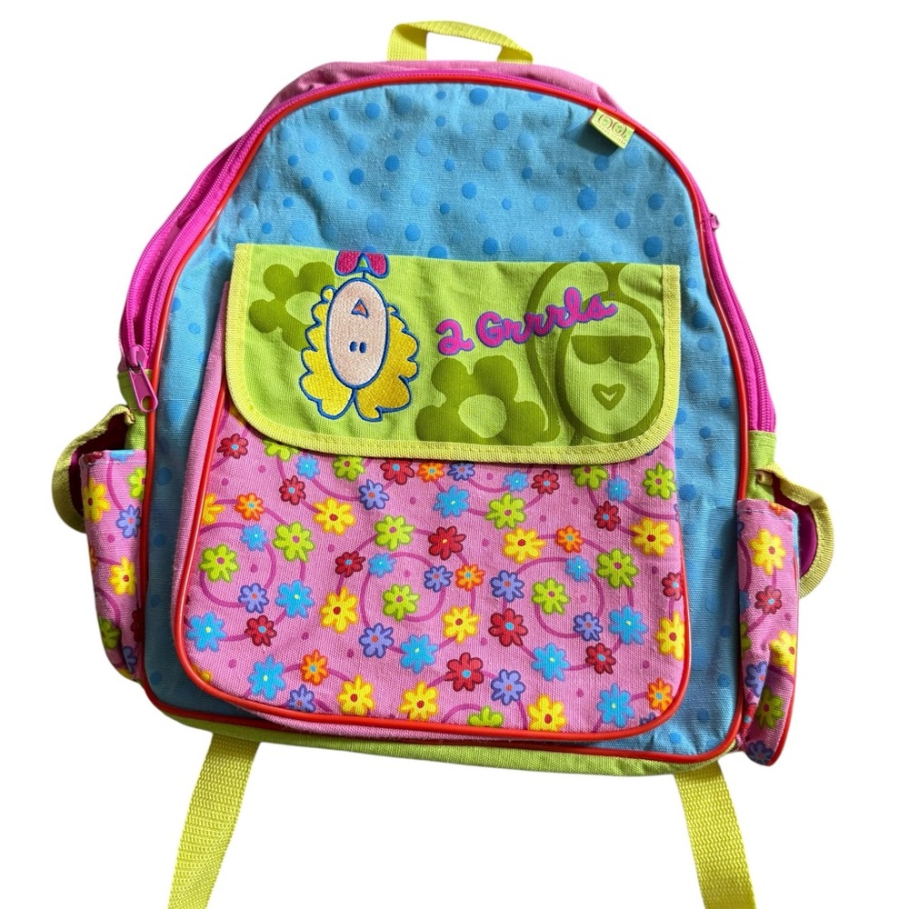 2 grrrls vintage Colorful Kids Backpack with Floral Design